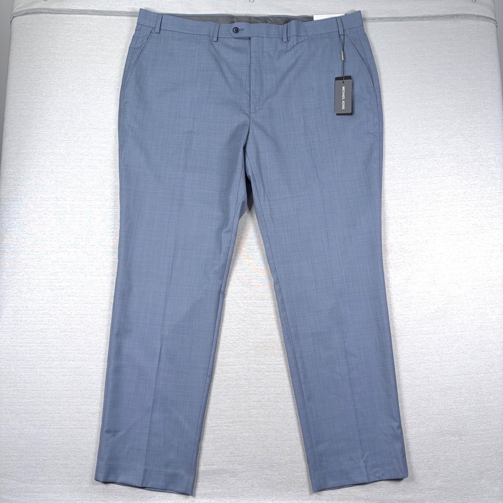 Michael Kors Malone Classic Fit Dress Pants Mens 44x32 Light Blue Wool Poly NEW